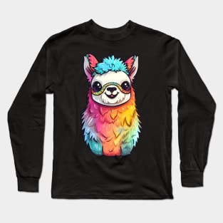 Colorful Rainbow Llama Long Sleeve T-Shirt